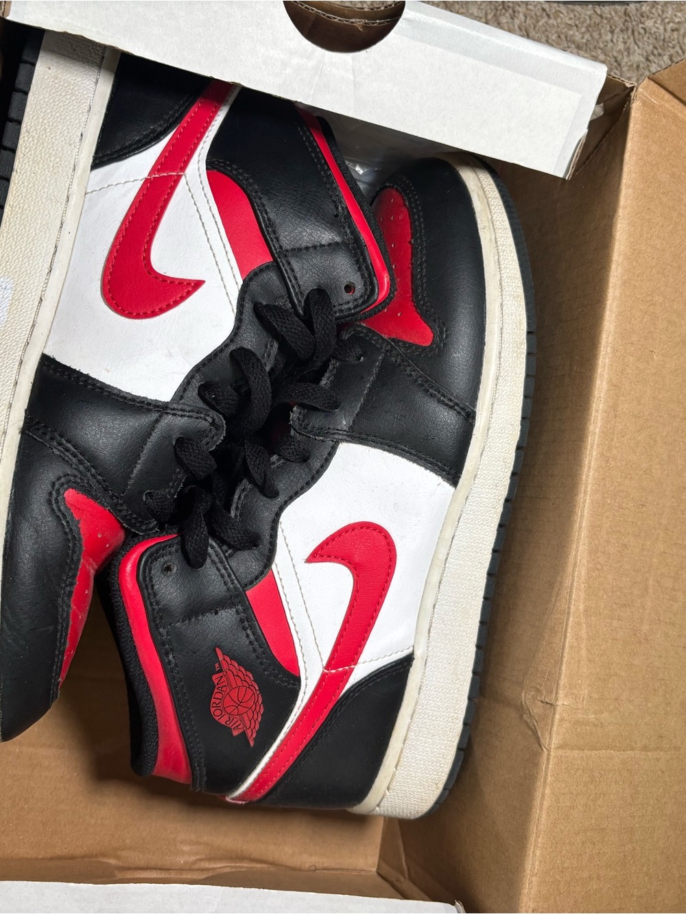 Nike Kids Black, White & Red High-Top Sneakers